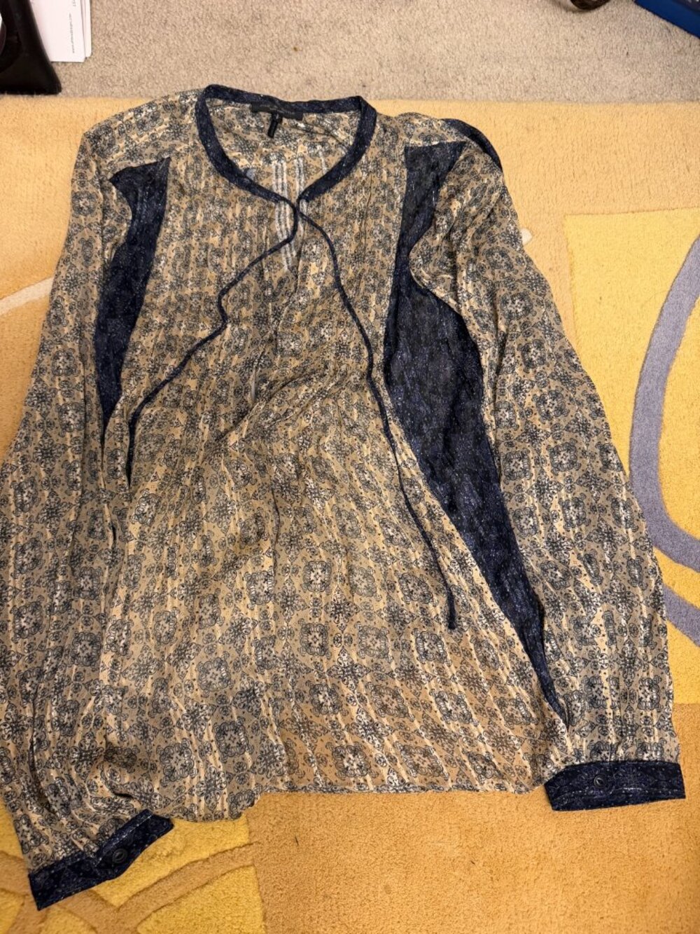 rag & bone New York Sheer Patterned Tie-Neck Blouse – S – Good Condition